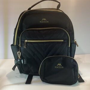 Matein Black Backpack and Pouch Set